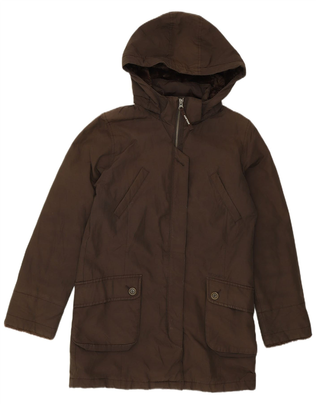 WOOLRICH Womens Hooded Windbreaker Jacket UK 8 Small  Brown