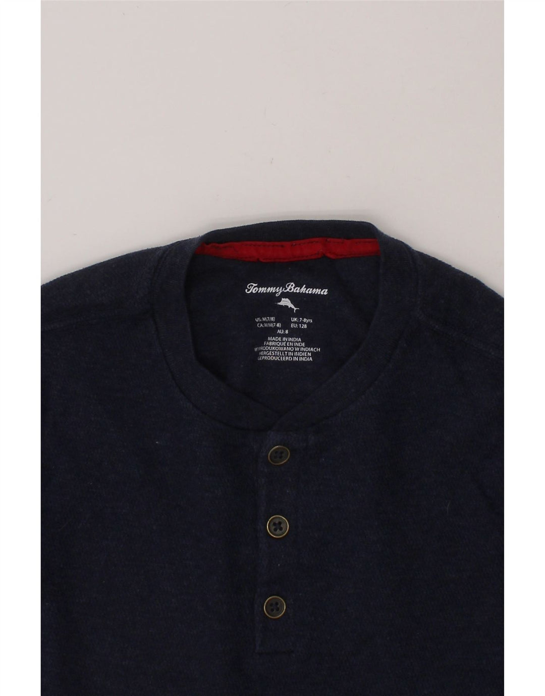 TOMMY BAHAMA Boys Top Long Sleeve 7-8 Years Navy Blue Classic Vintage Tommy Bahama and Second-Hand Tommy Bahama from Messina Hembry 