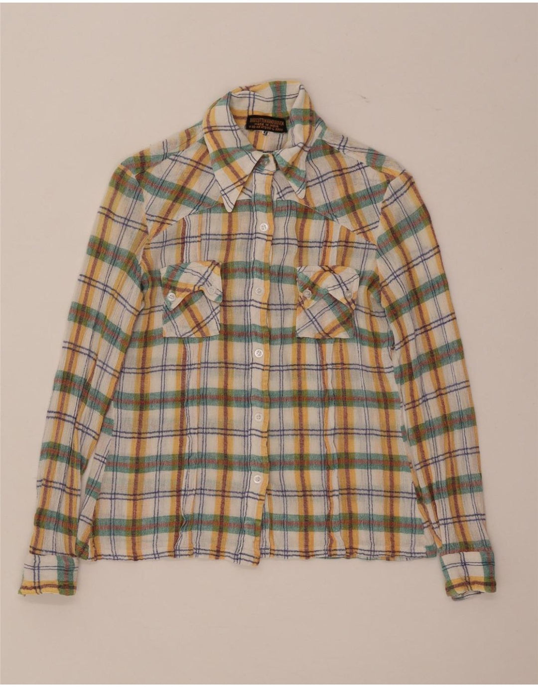 Camicia da donna vintage IT 44 cotone a quadri multicolore medio