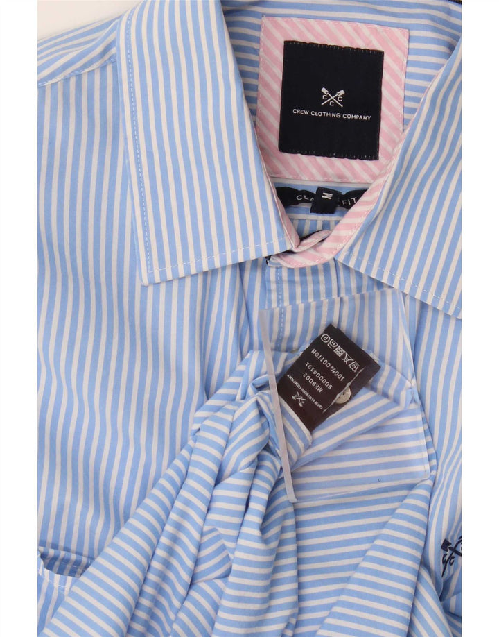 Crew Clothing Camicia da uomo dal taglio classico in cotone gessato blu medio