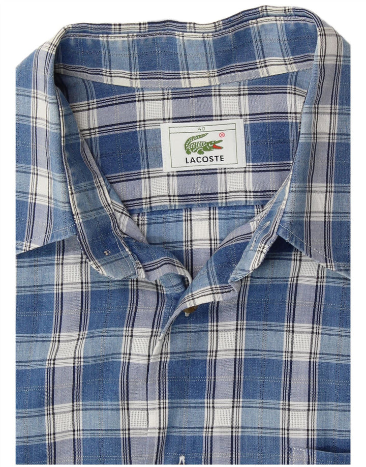LACOSTE Camicia a maniche corte da uomo taglia 40 a quadri blu medio