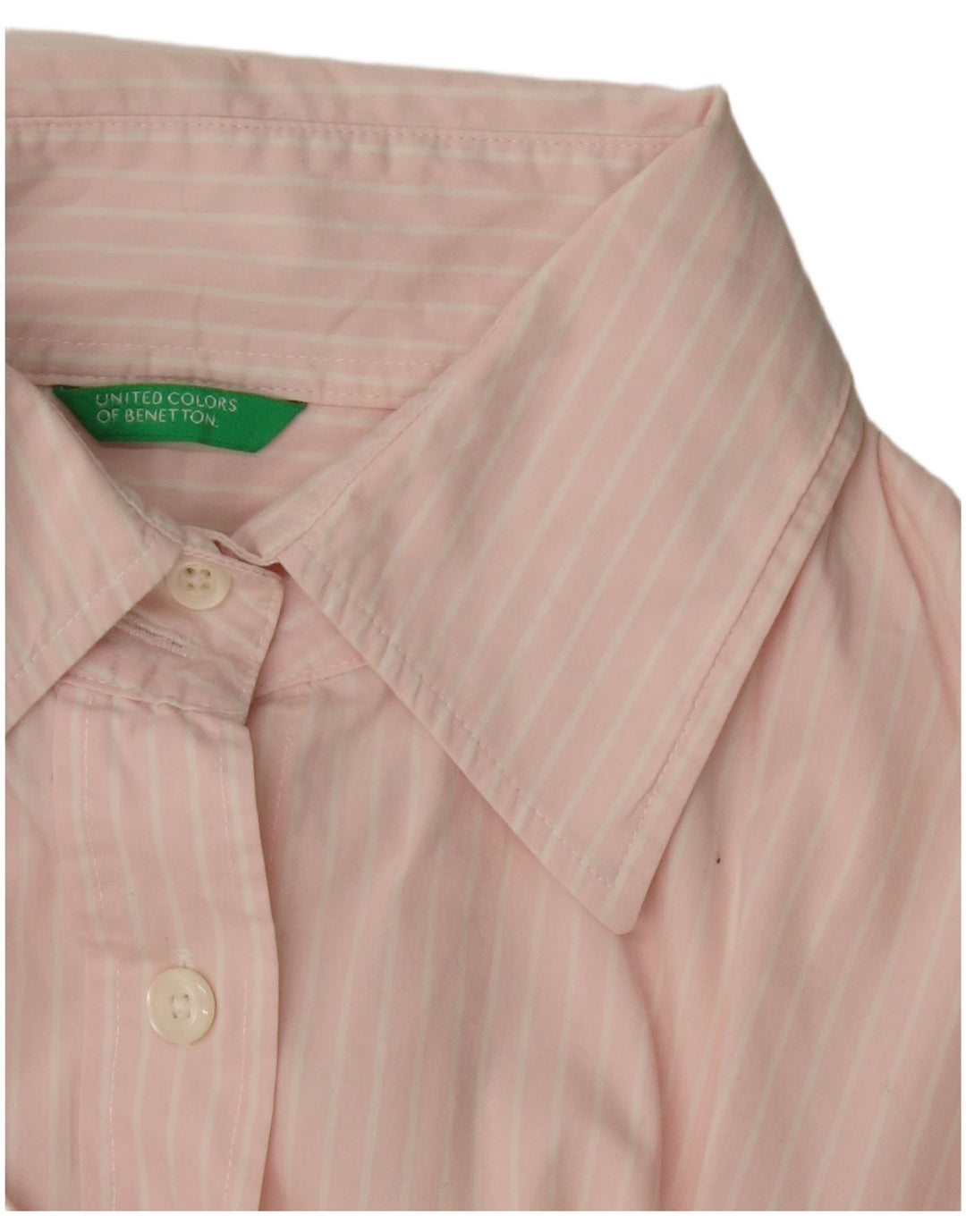 Camicia a maniche corte da donna BENETTON UK 16 grande gessato rosa