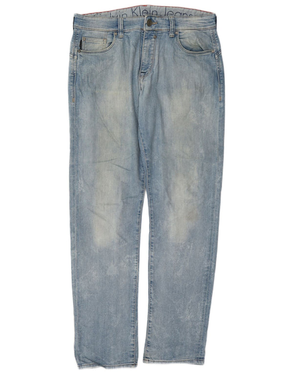 Jeans dritti da uomo Calvin Klein W32 L34 cotone blu