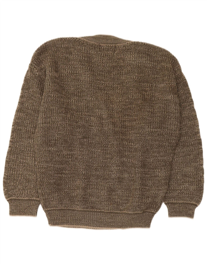 Gianni Abra Maglione da uomo con scollo a V grande acrilico marrone