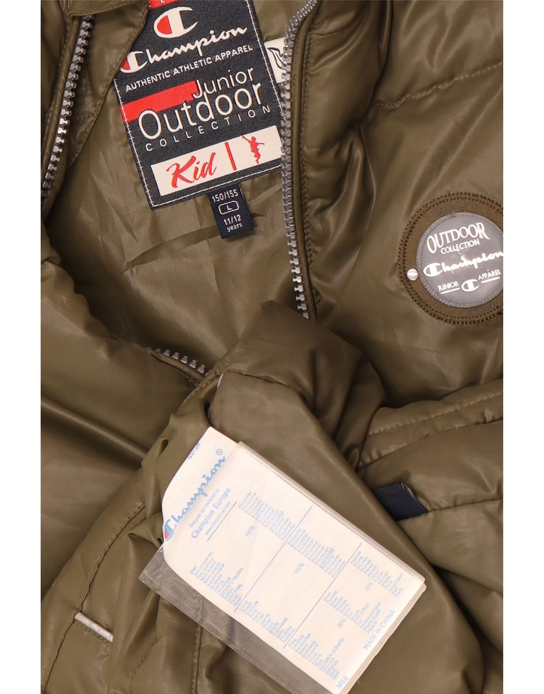 Gilet imbottito per ragazze Champion 11-12 anni grande in poliestere kaki