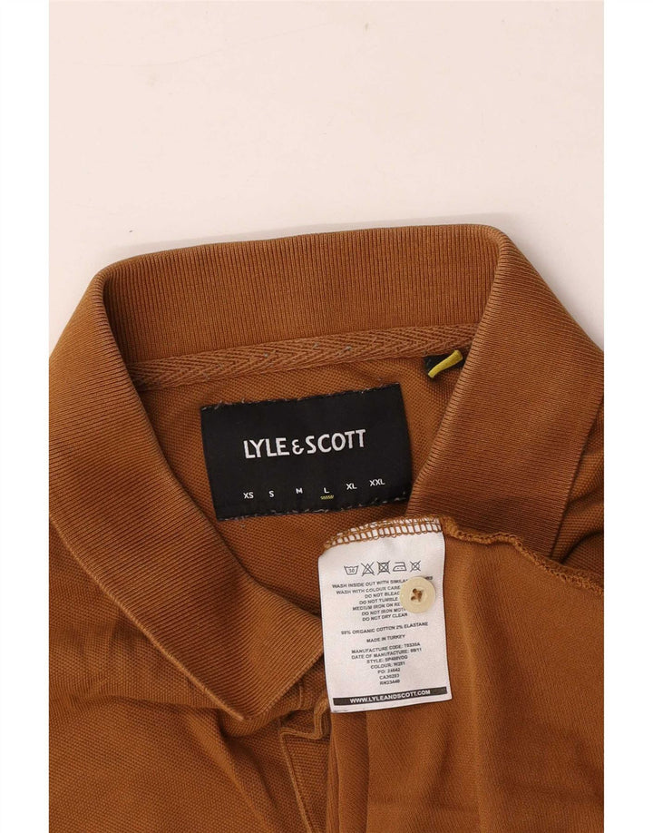 Polo da uomo Lyle & Scott grande in cotone marrone