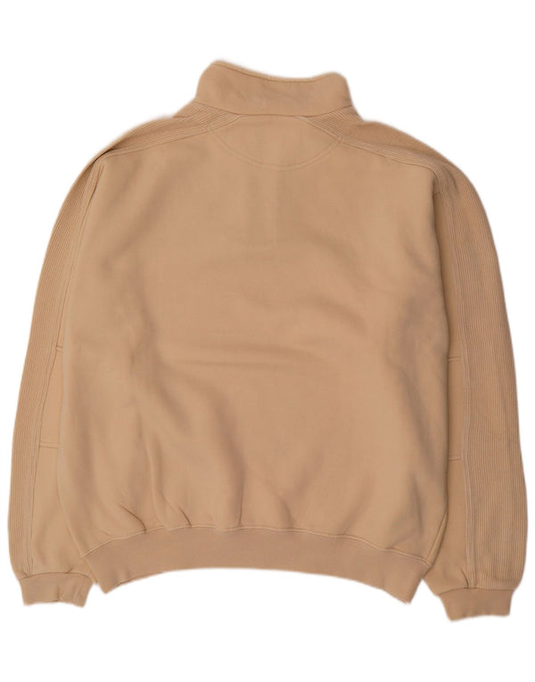 Felpa Champion da uomo con zip e collo, maglione XL, cotone beige