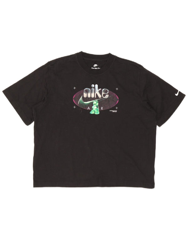 T-shirt grafica Nike da donna, vestibilità ampia, taglia UK 14, cotone nero medio