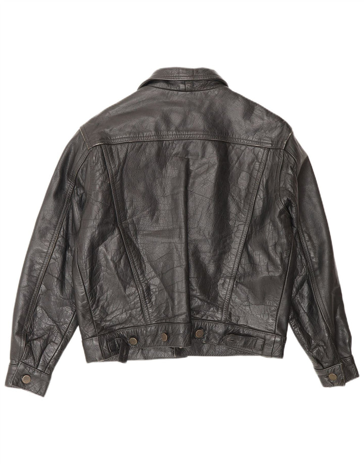 Giacca in pelle da donna vintage IT 42 media in pelle nera