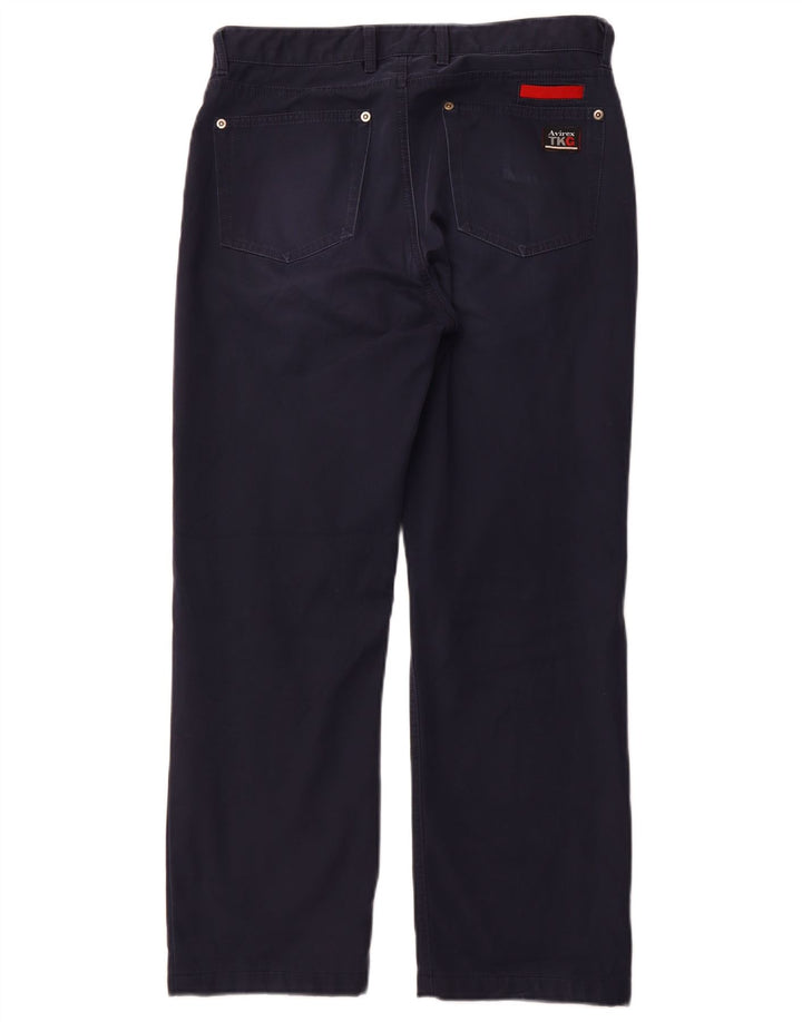 Pantaloni casual dritti da uomo AVIREX W32 L27 poliestere blu navy