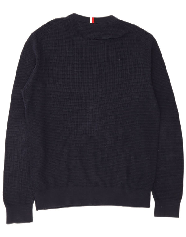 Tommy Hilfiger Mens Crew Neck Jumper Sweater Large Navy Blue Cotton