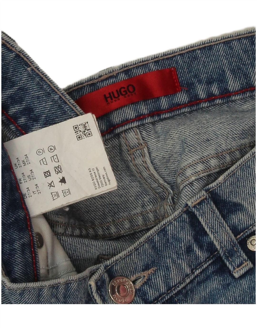 Pantaloncini di jeans da donna Hugo Boss W27 piccoli in cotone blu