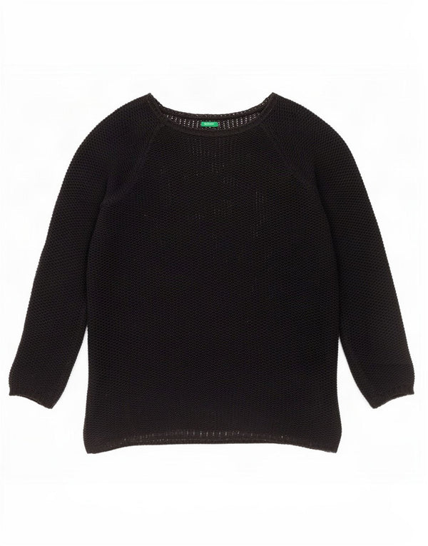 Maglione da donna Benetton con scollo a barca trasparente UK 14 medio nero