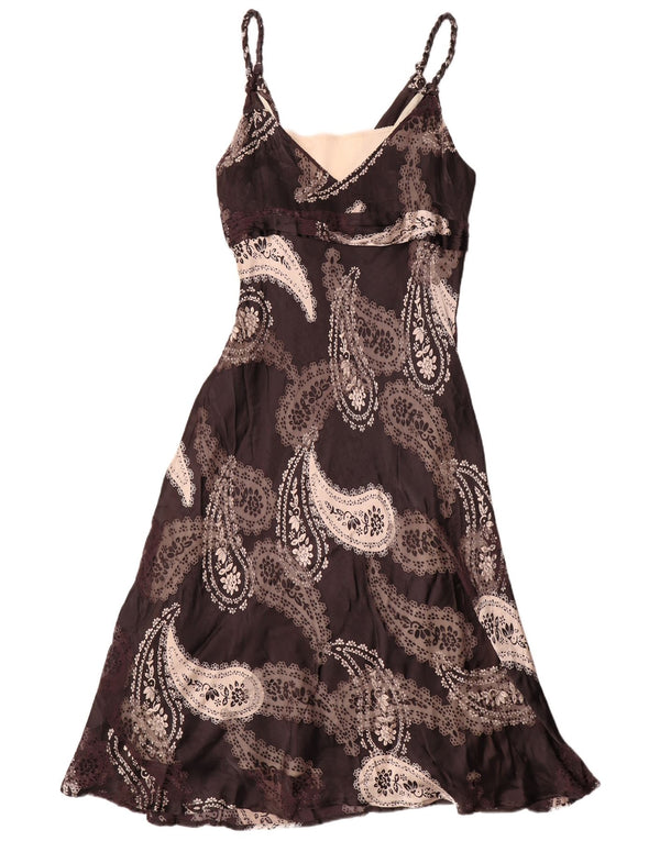 Abito lungo senza maniche da donna Phase Eight UK 18 XL Viscosa Paisley grigia