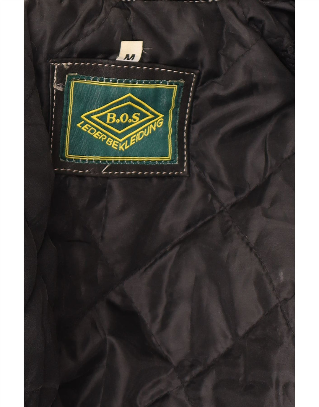 Giacca da motociclista in pelle da uomo vintage UK 38 Pelle color block media nera