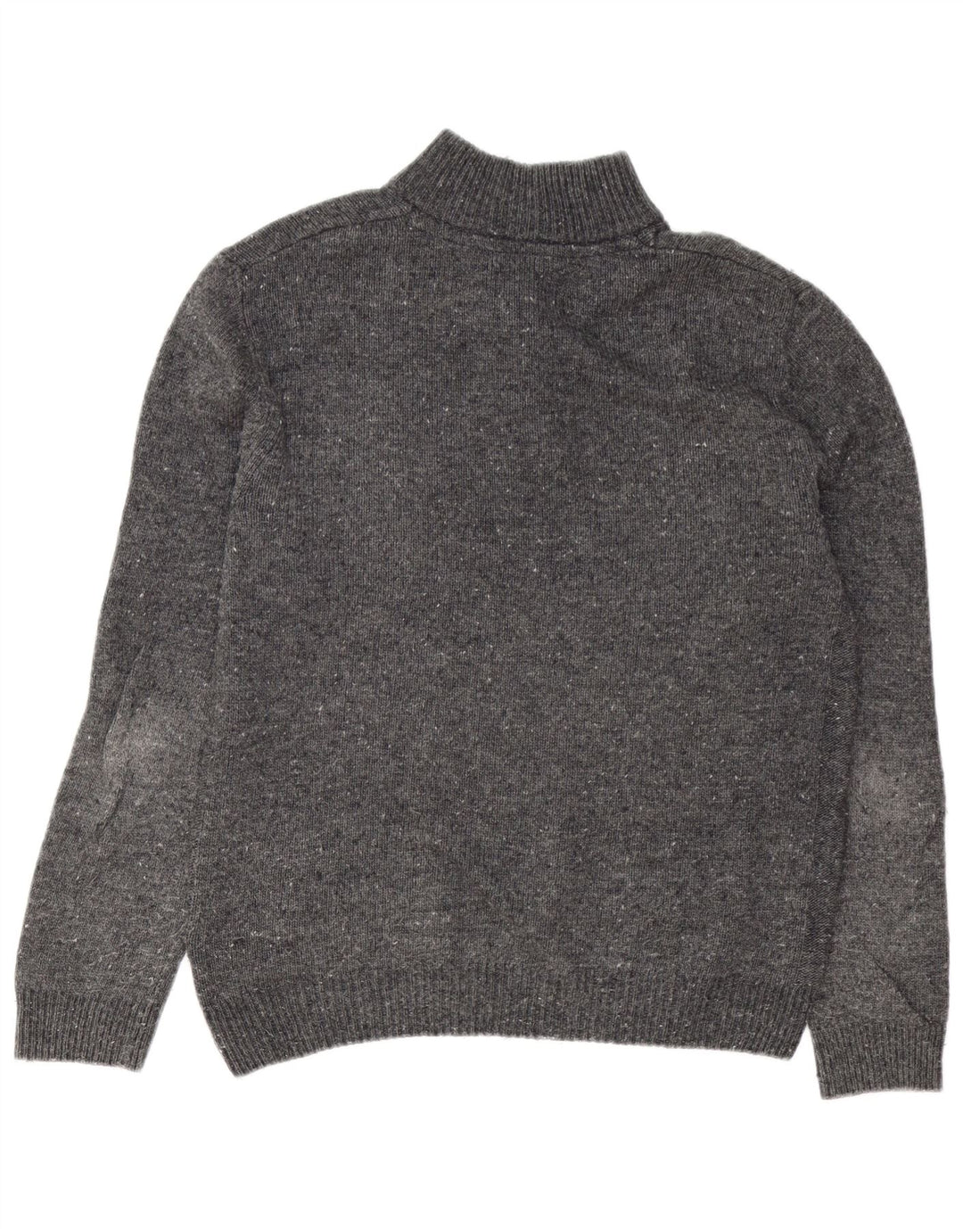 Crew Clothing Maglione da uomo con bottoni e collo in lana d'agnello screziata grigio medio