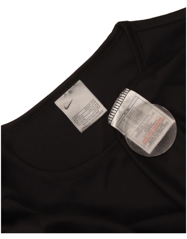 Top Nike Dri Fit da donna a manica lunga UK 14/16 Large Nero Poliestere