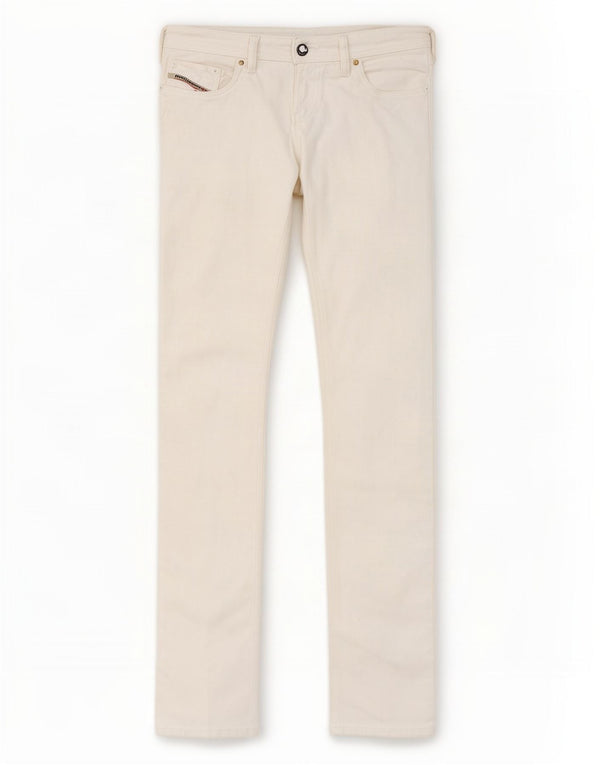 Jeans slim da donna Lowky a vita bassa Diesel W30 L34 cotone bianco
