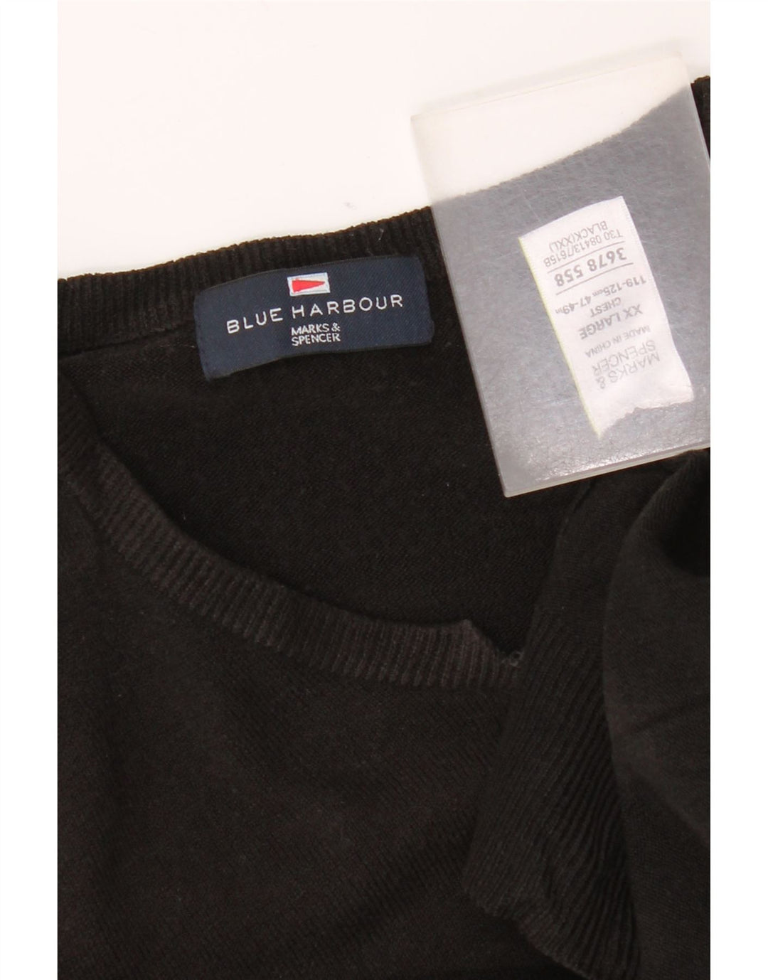 Maglione da uomo con scollo a V blu Harbour Marks & Spencer 2XL acrilico nero