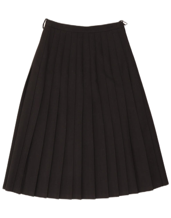 Gonna a pieghe a coltello a vita alta da donna VINTAGE EU 40 media W26 lana nera