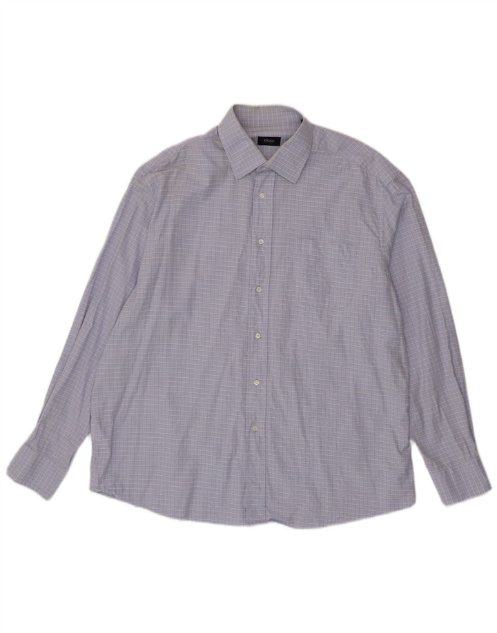 Camicia da uomo HUGO BOSS taglia 45 17 1/2 XL cotone a quadri viola