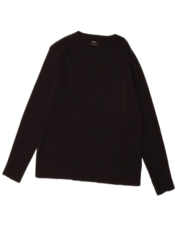 Maglione da uomo Farhi con scollo a barchetta, grande, in cotone nero