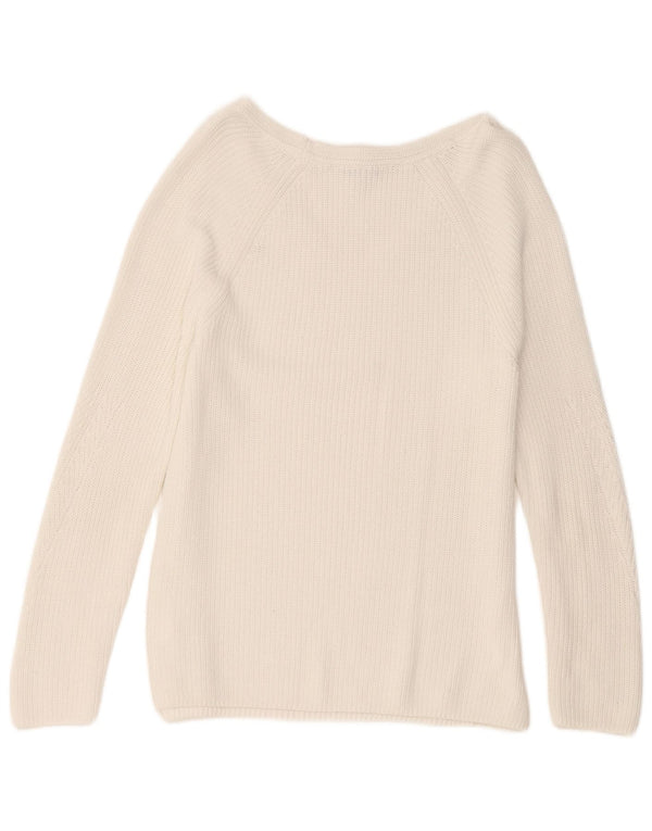 Maglione maglione con scollo a V da donna Tommy Hilfiger UK 14 Cotone bianco medio