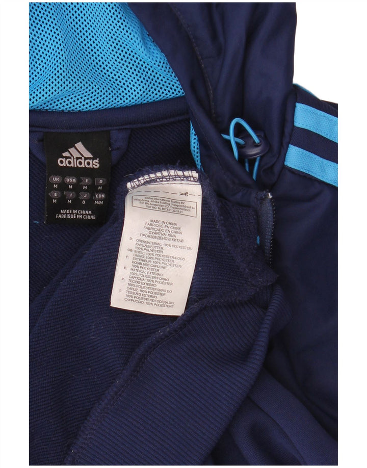 Maglione con cappuccio e zip da uomo Adidas medio in poliestere blu navy