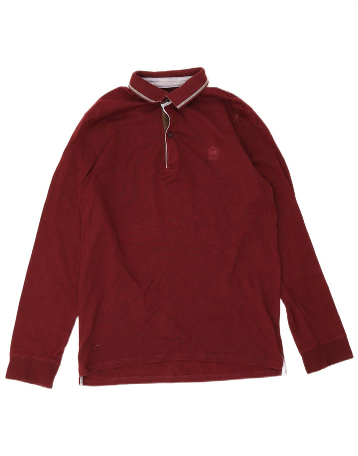 Polo da uomo a maniche lunghe Massimo Dutti piccola bordeaux