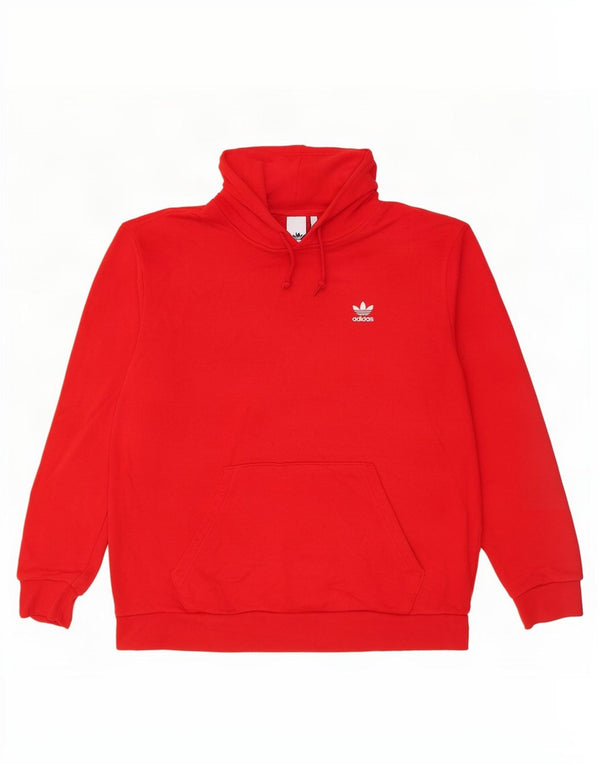 Felpa con cappuccio da uomo Adidas Large rossa in cotone