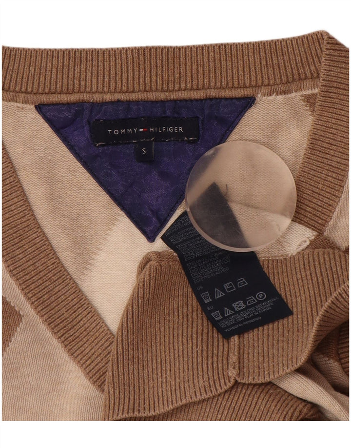 TOMMY HILFIGER Maglione da donna con scollo a V UK 10 piccolo marrone