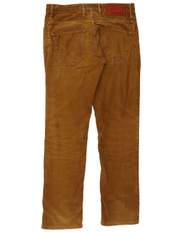 Pantaloni dritti da uomo in velluto a coste Hugo Boss W31 L30 cotone marrone