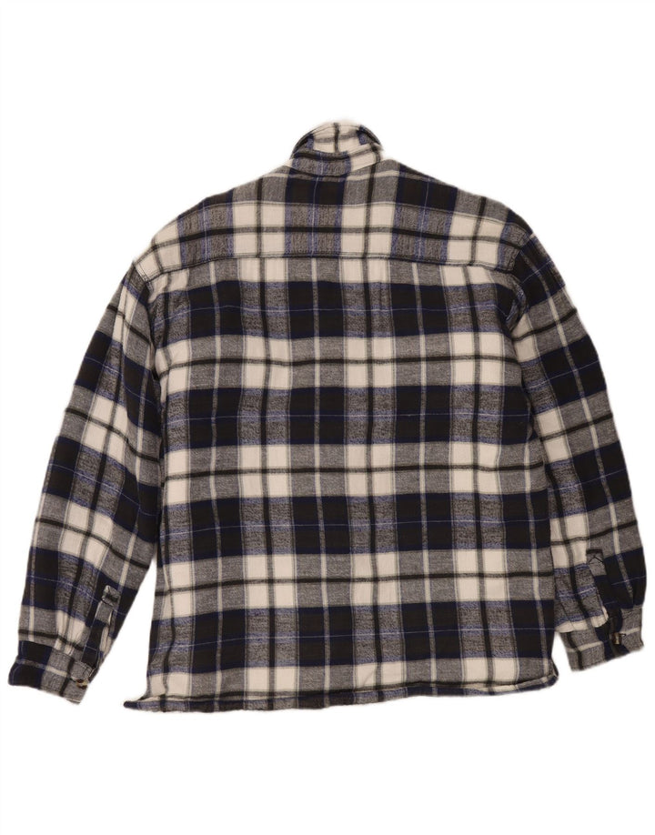 Camicia vintage da uomo in flanella da boscaiolo a quadri blu navy medio