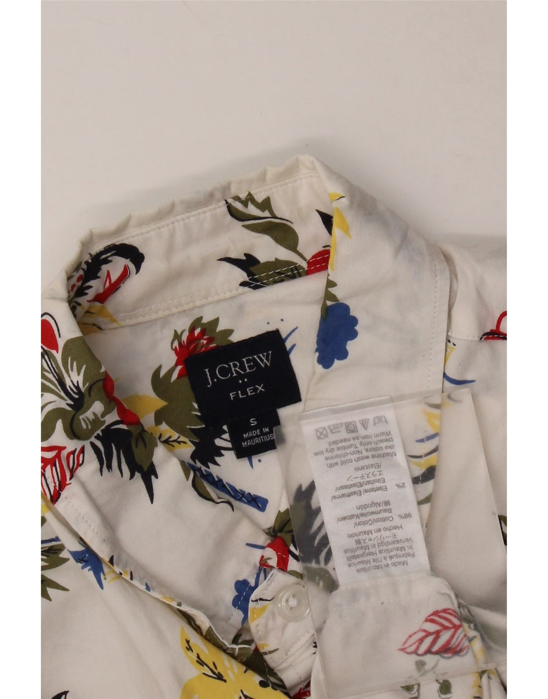 J. CREW Camicia da uomo a maniche corte Flex piccola in cotone floreale bianco