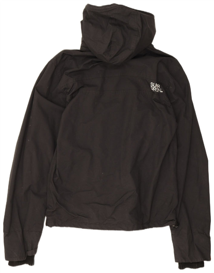 Giacca antipioggia da uomo con cappuccio Superdry UK 38 Medium Black Nylon