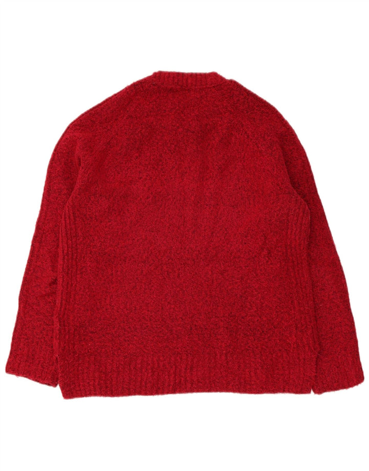 Maglione maglione girocollo oversize da donna Marks & Spencer UK 10 piccolo rosso