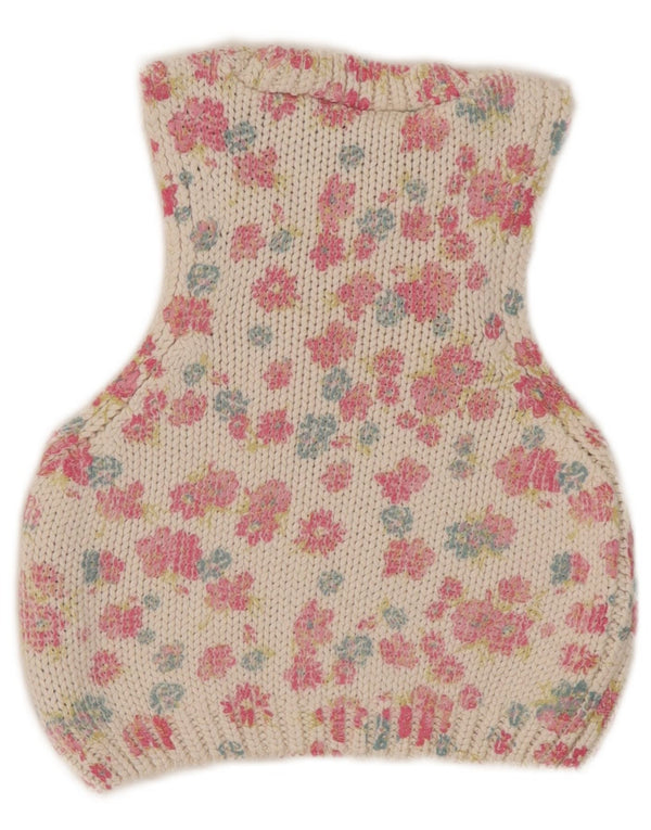 Zara Womens Crop Vest Tank Top UK 10 Small White Floral Polyester