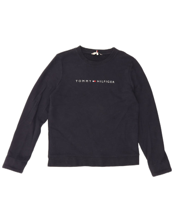 Tommy Hilfiger Felpa grafica da uomo Maglione piccolo cotone blu navy