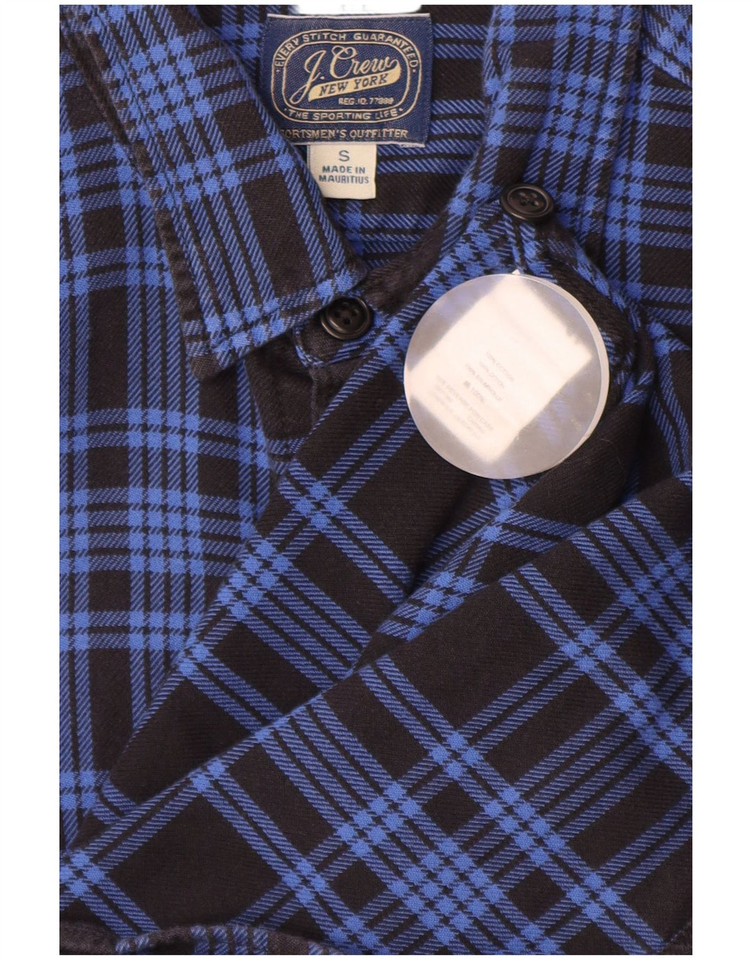 J. CREW Camicia da uomo in flanella di cotone a quadri blu piccolo