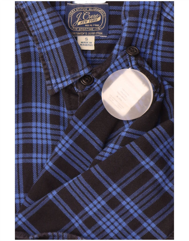 J. CREW Camicia da uomo in flanella di cotone a quadri blu piccolo