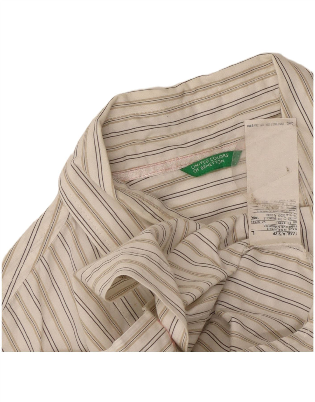 Camicia da donna Benetton UK 14 Cotone a righe grandi bianco sporco