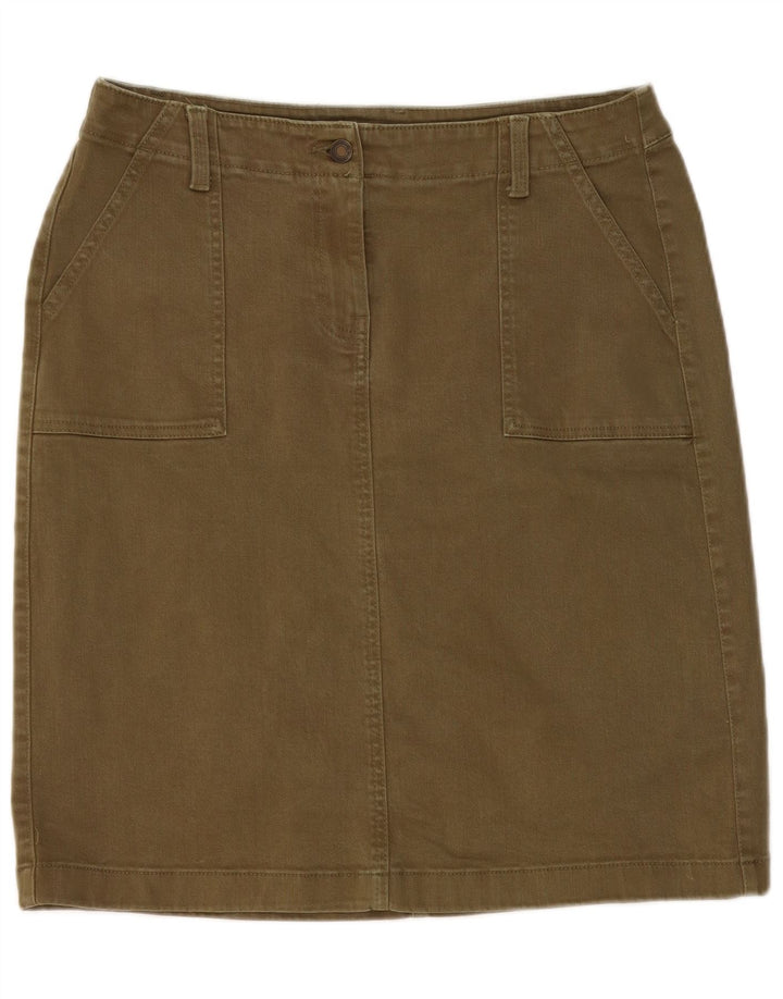 VINTAGE Womens Denim Straight Skirt UK 14 Medium W32 Khaki