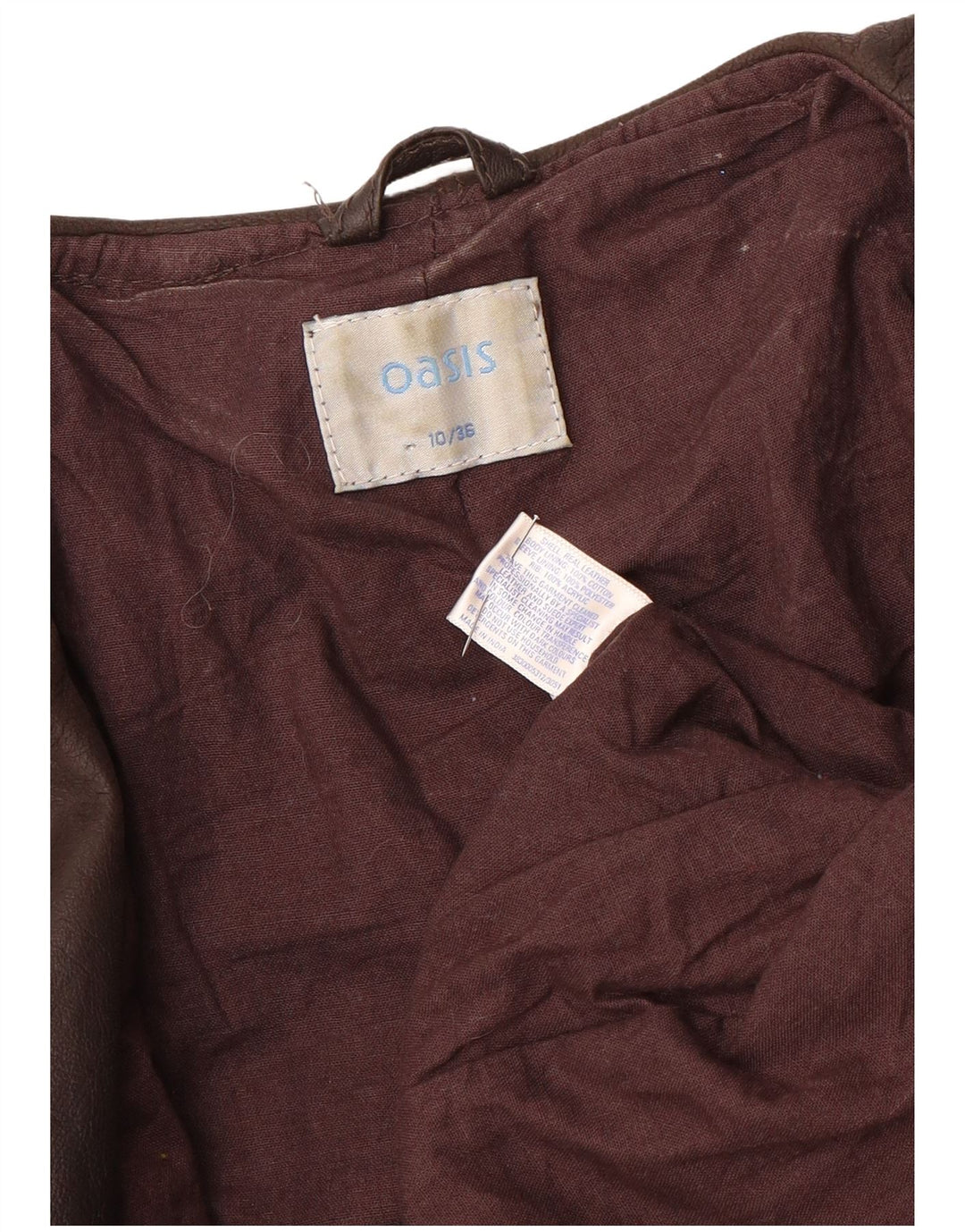 Giacca in pelle Open Crop da donna Oasis UK 10 piccola pelle marrone