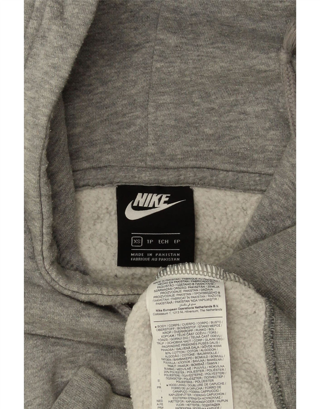 Felpa con cappuccio oversize da donna NIKE UK 6 XS in cotone grigio