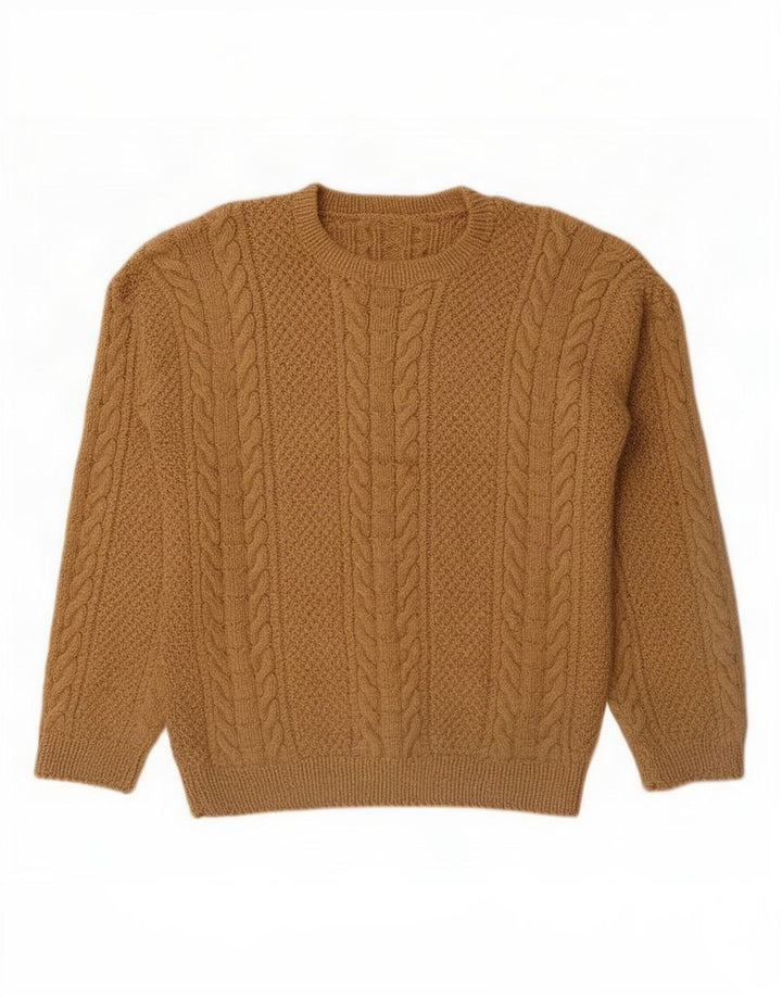 Maglione maglione girocollo da uomo vintage grande marrone