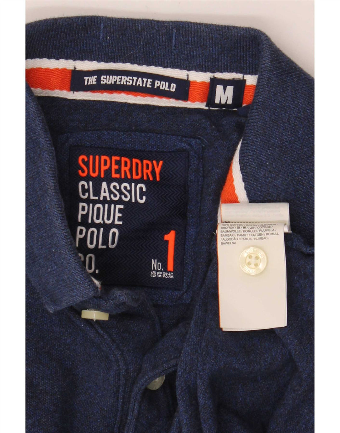 Polo grafica da uomo Superdry in cotone blu navy medio