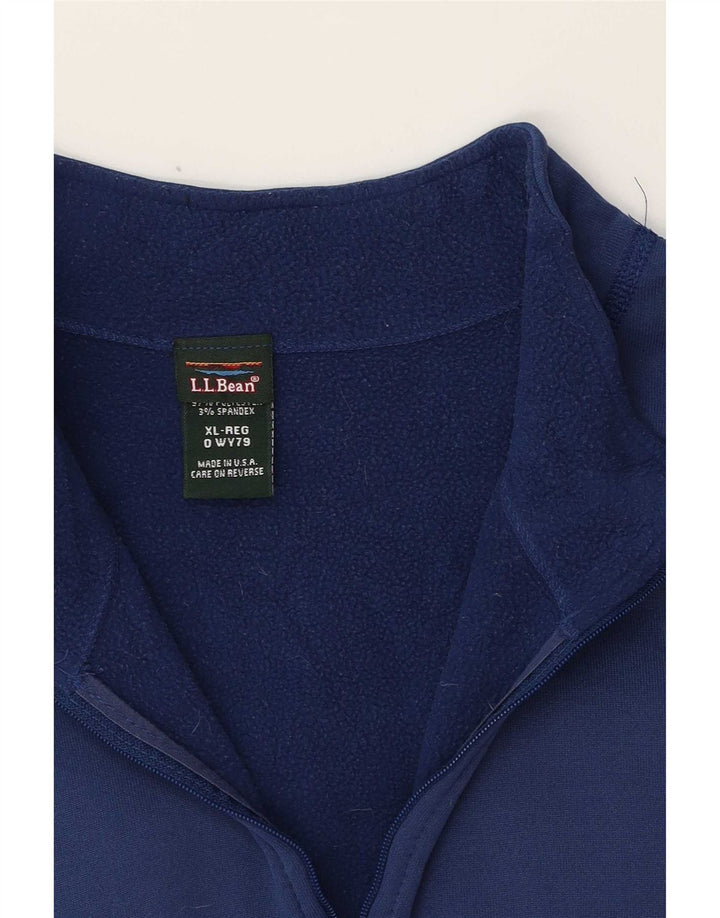 Felpa da uomo con collo con zip L.L.Bean, maglione XL, poliestere blu