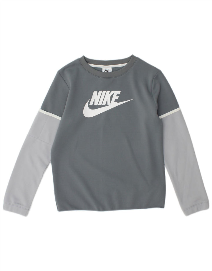 Maglia grafica Nike da ragazzo a maniche lunghe 10-11 anni Colorblock grigio medio