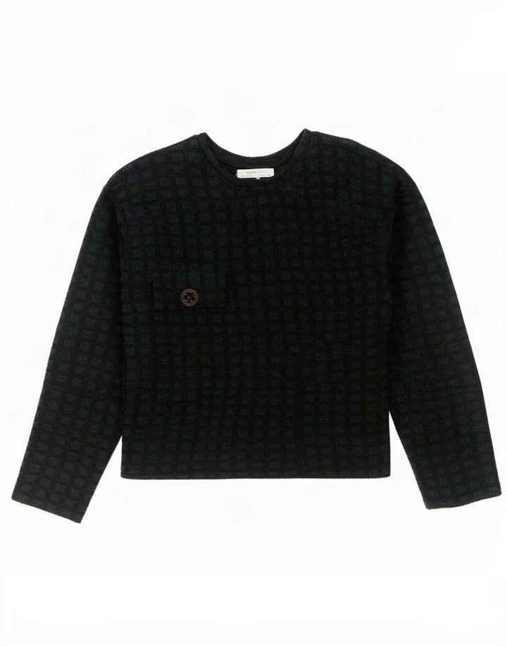 Top Zara da donna a maniche lunghe UK 10 piccolo poliestere geometrico nero