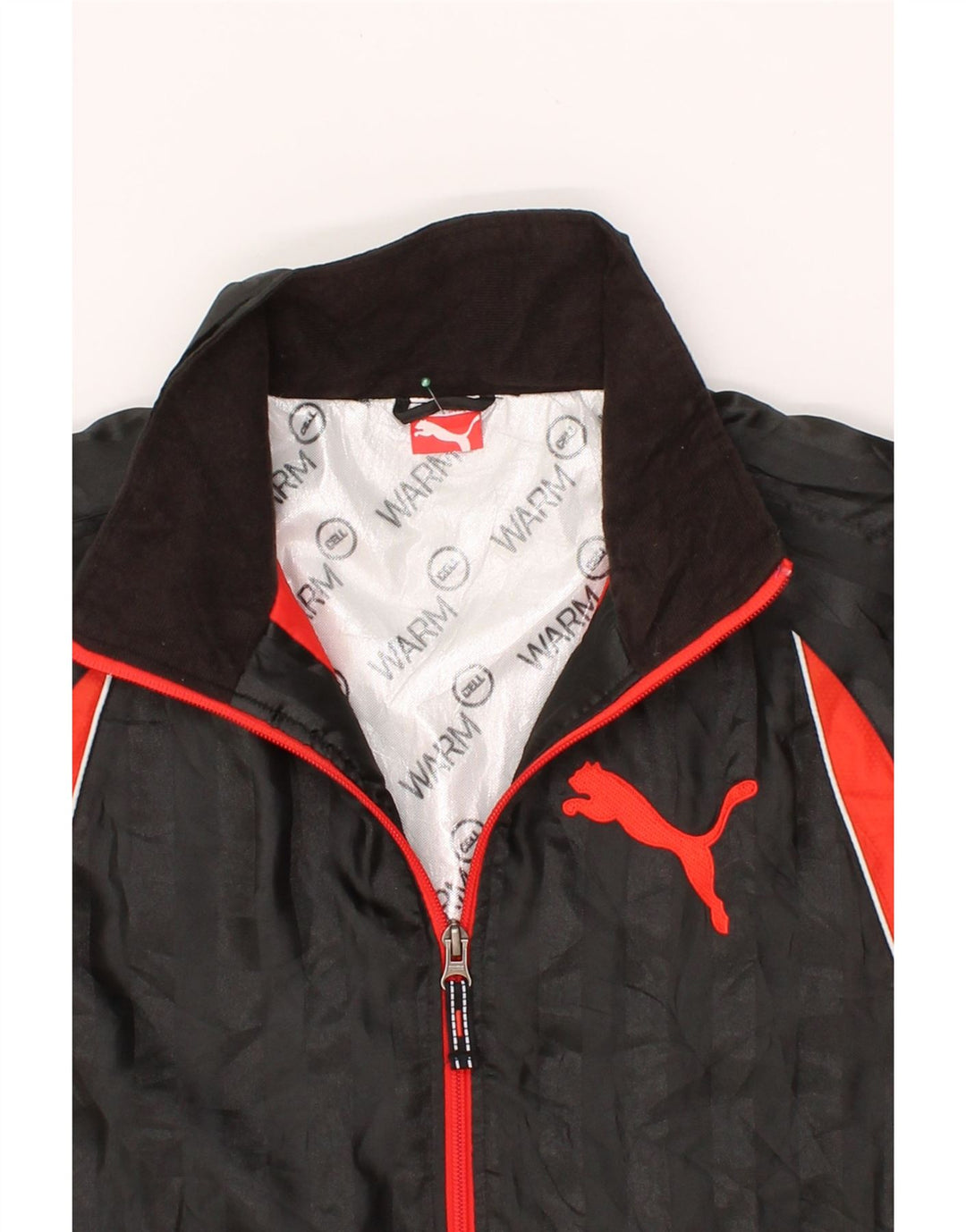PUMA Mens Graphic Rain Jacket UK 38 Medium Navy Blue Colourblock Vintage Puma and Second-Hand Puma from Messina Hembry 